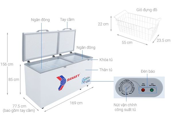 Tủ đông Sanaky Inverter 530 lít VH-6699HY3