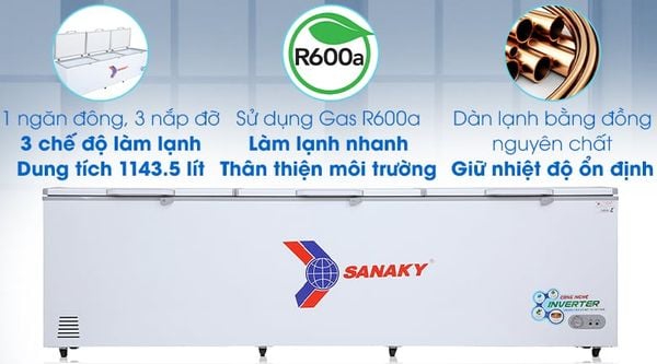 Tủ đông Sanaky Inverter 1143.5 lít VH1399HY3