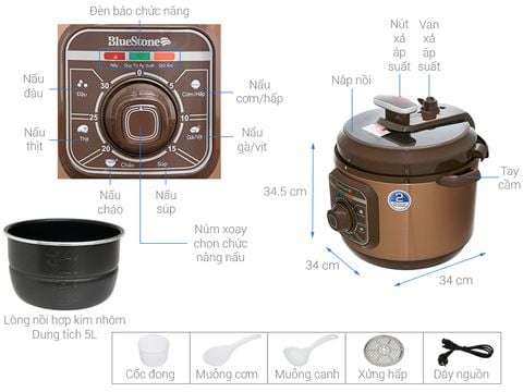 Nồi áp suất điện 5 lít BlueStone PCB-5629