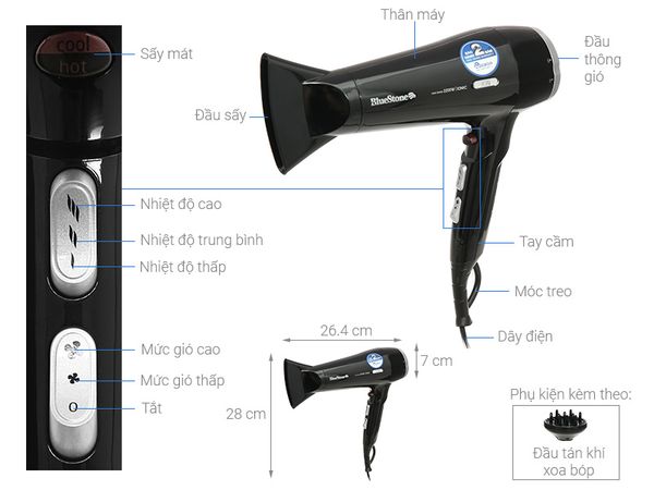 Máy sấy tóc Bluestone HDB-1861