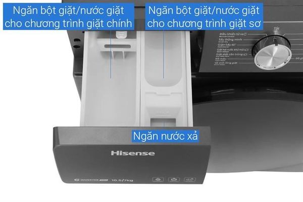Máy giặt sấy Hisense Inverter giặt 10.5 kg - sấy 7 kg WDQA1043BT
