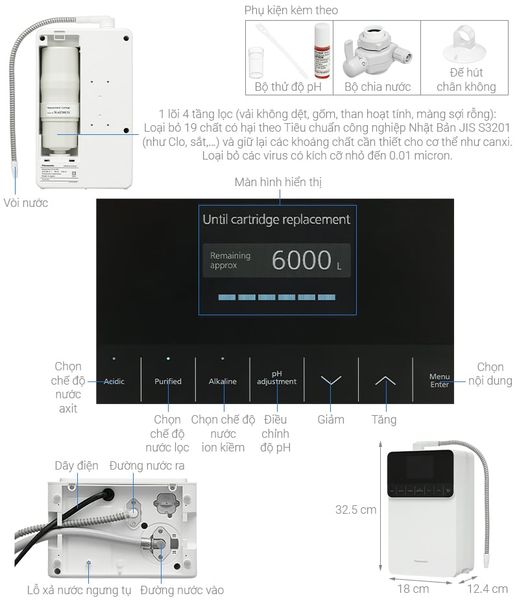 Máy lọc nước Panasonic tạo kiềm TK-AS700-WVN