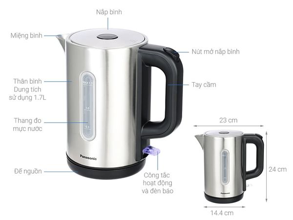 Ấm đun siêu tốc Panasonic 1.7 lít NC-K301SRA