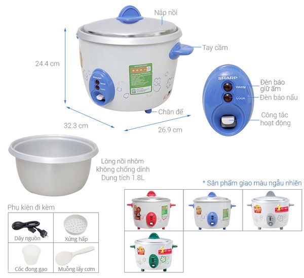 Nồi cơm điện cơ Sharp 1.8 lít KSH-D19V