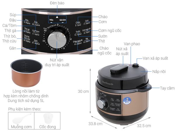 Nồi áp suất điện 5 lít BlueStone PCB-5648