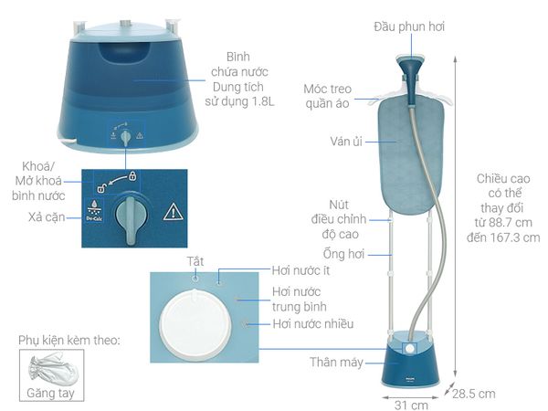 Bàn ủi hơi nước đứng Philips STE1040/20