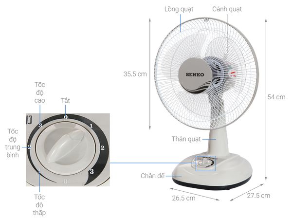 Quạt bàn Senko 3 cánh B1213 40W