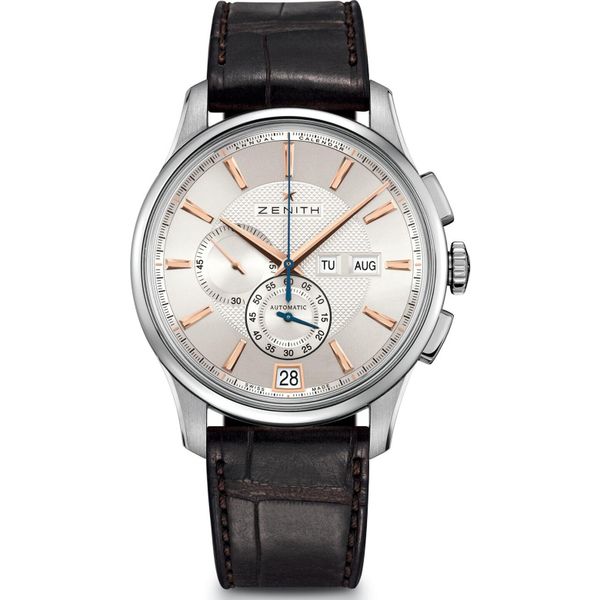 Zenith Mens Stainless Steel Leather 42mm