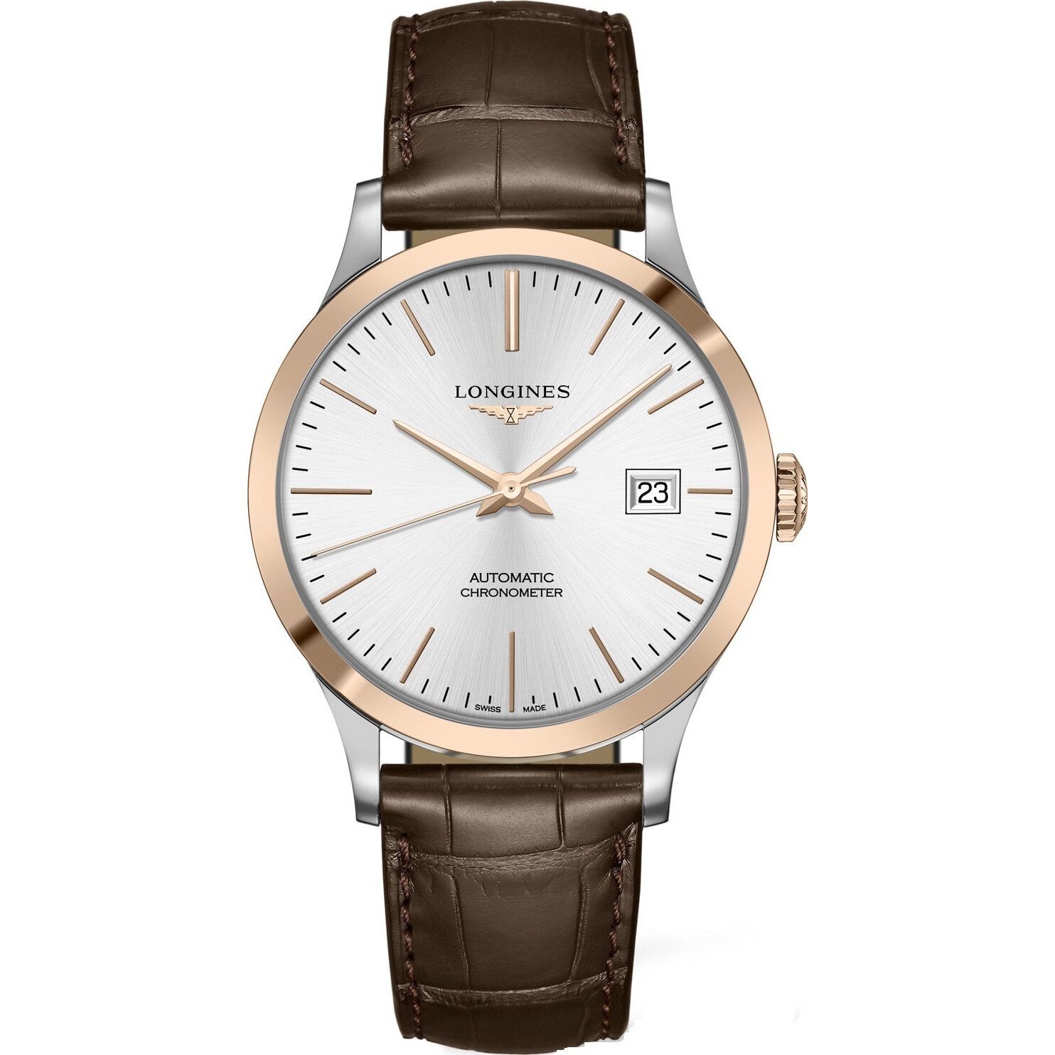  Longines Record L2.821.5.72.2 Gold Cap 200 Watch 40mm 
