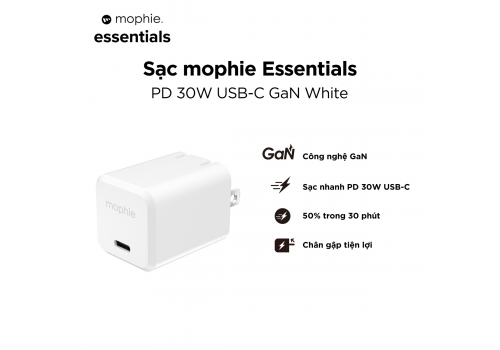  Mophie Essentials PD 30W USB-C GaN White 