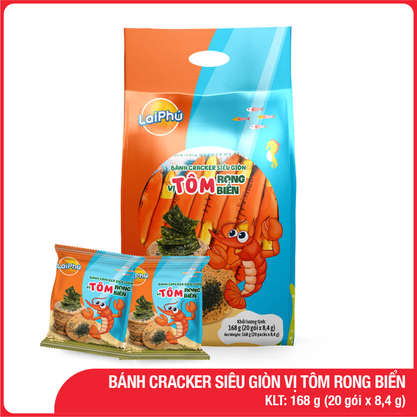 Bánh Cracker Siêu Giòn Vị Tôm Rong Biển 168G