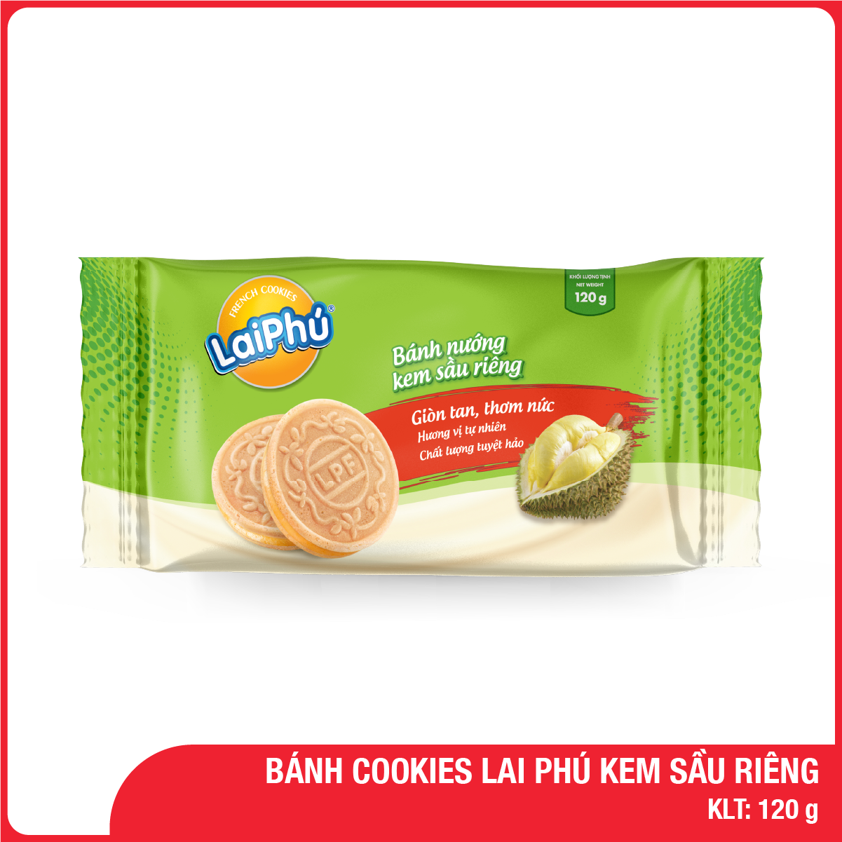 Bánh Cookies Lai Phú Kem Sầu Riêng 120G