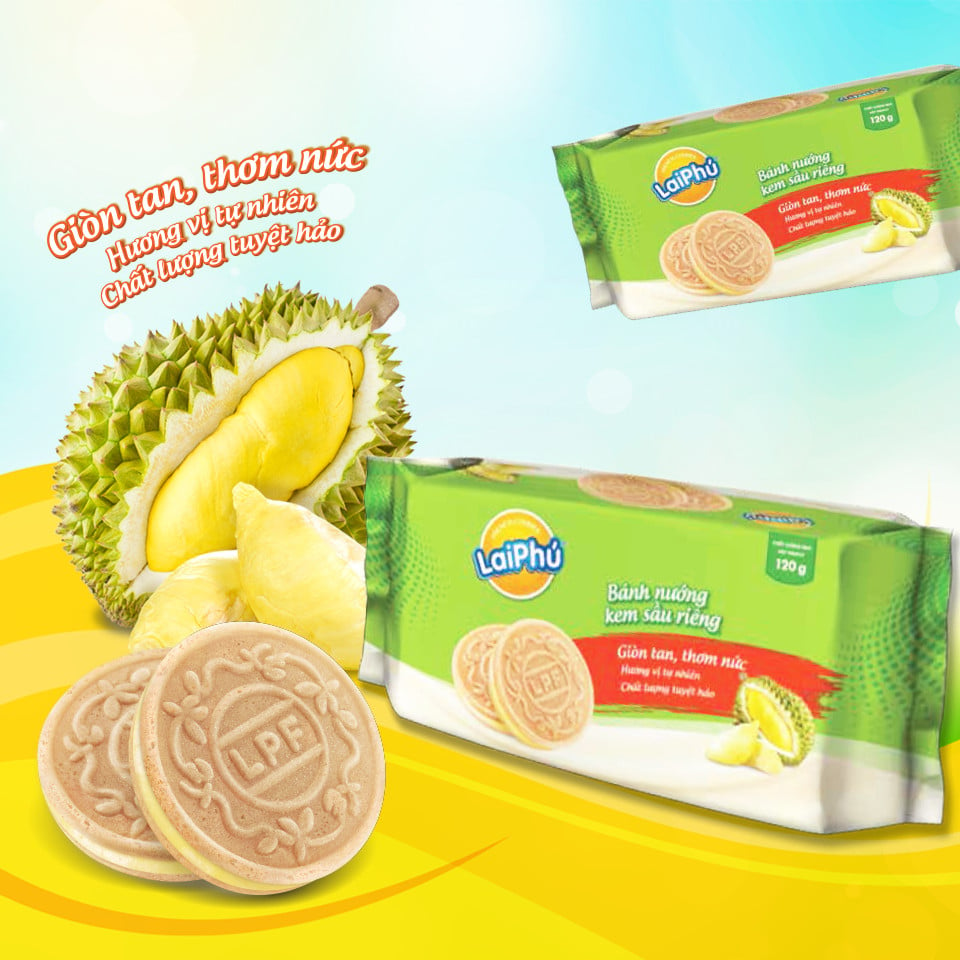 Bánh Cookies Lai Phú Kem Sầu Riêng 120G