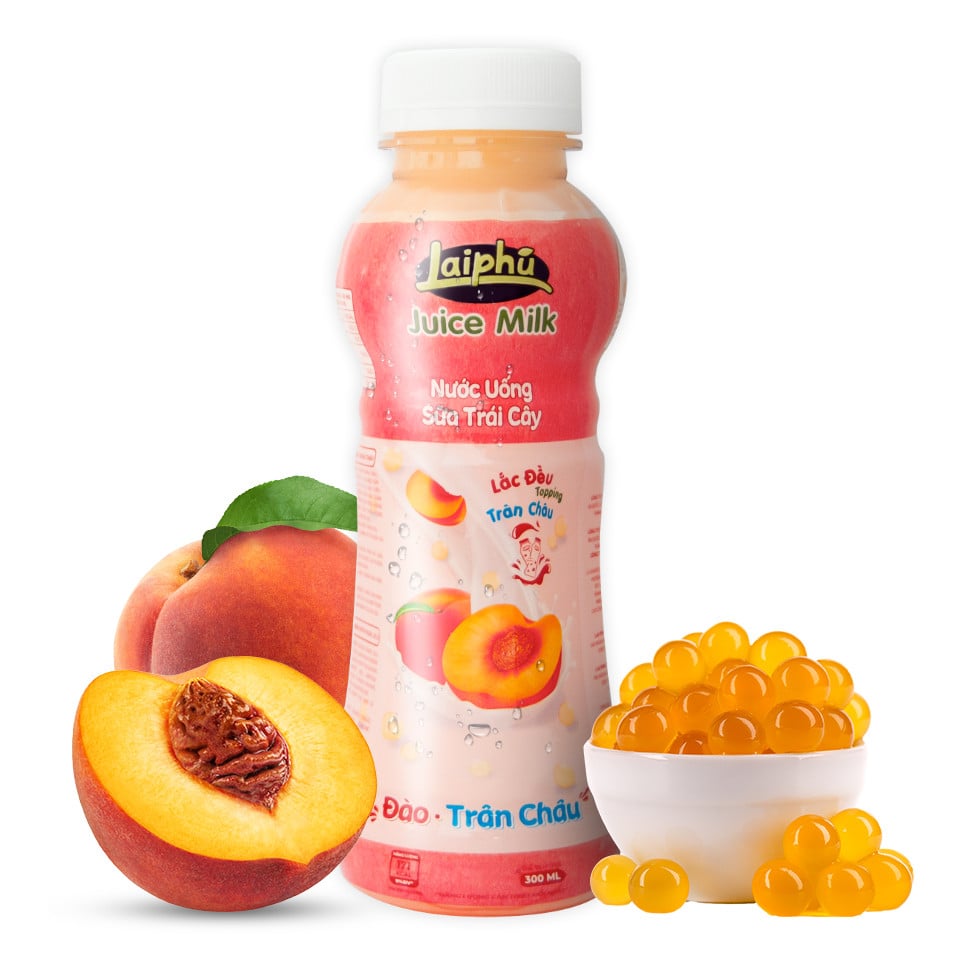 Lai Phu Peach Juice Milk Drink With Pearl Jelly 300ml