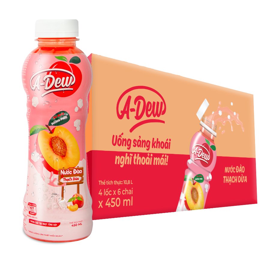 450ml A-Dew Peach Juice Drink With Nata De Coco