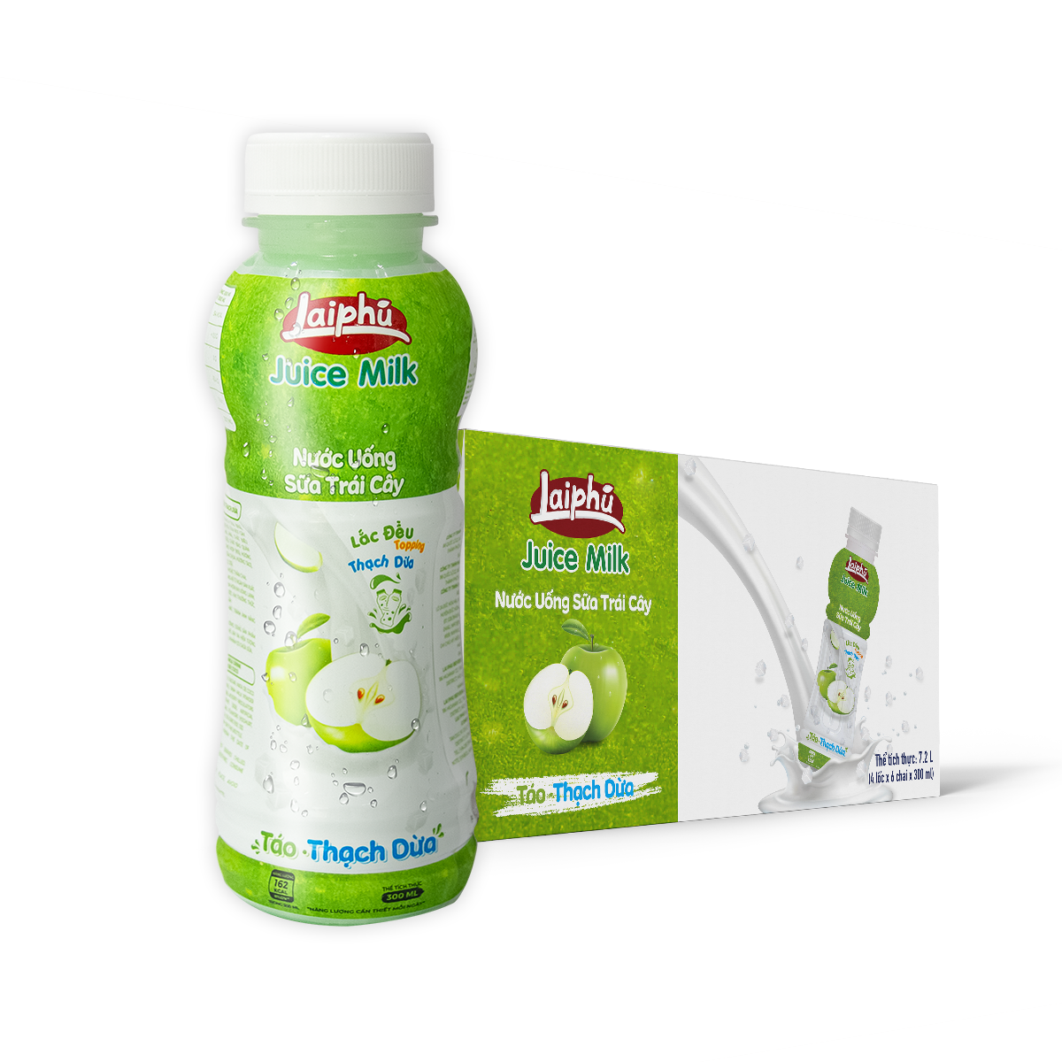 Nước Uống Sữa Trái Cây Táo Thạch Dừa Lai Phú 300ml
