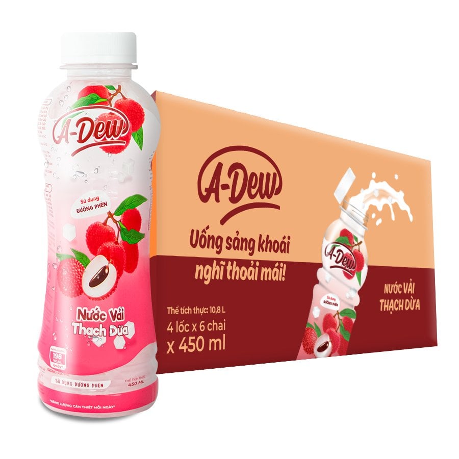 Nước Vải Thạch Dừa A-Dew Chai 450ml