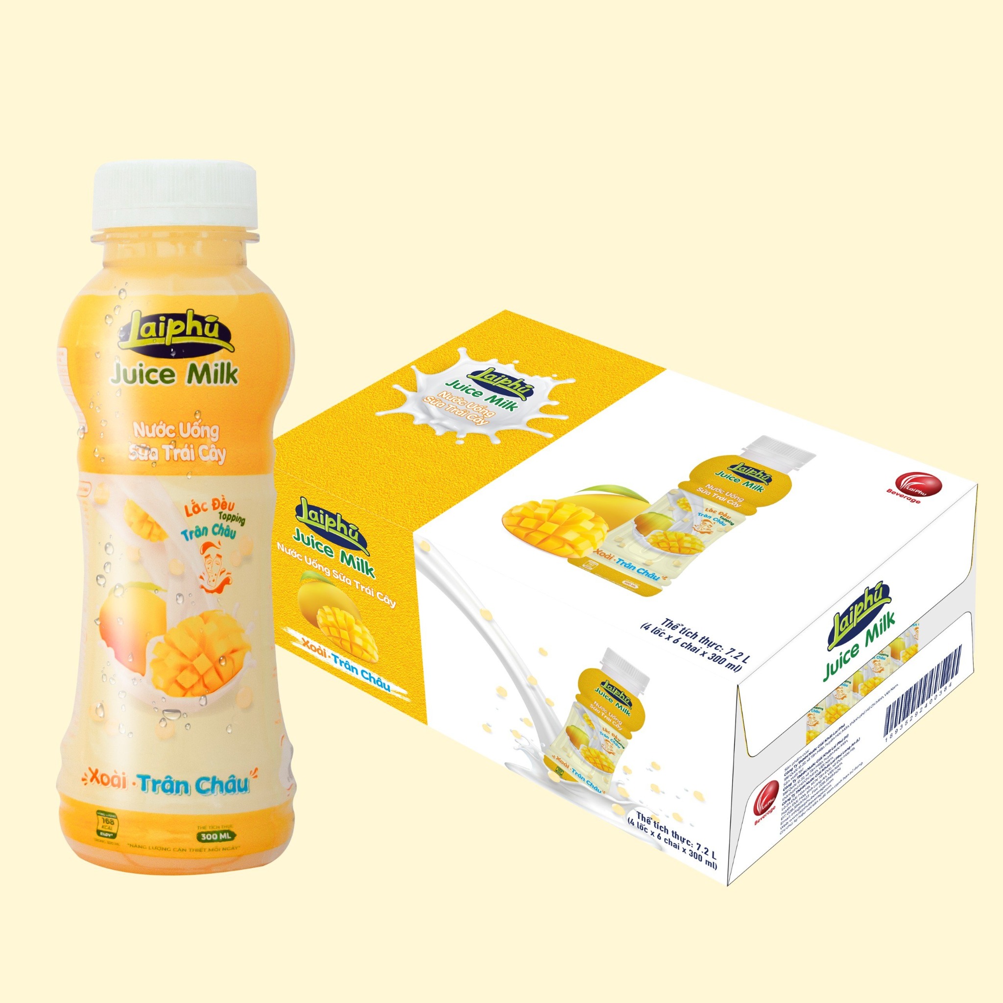 Lai Phu Mango Juice Milk Drink With Pearl Jelly 300ml