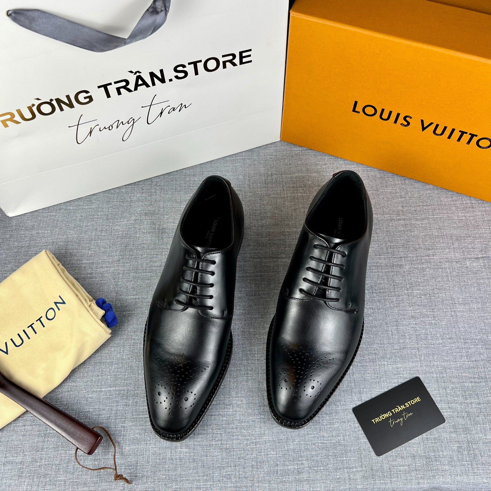 NEW Louis Vuitton Men Formal Derby Black Leather Dress Shoes Size 1044 BNW  Box  eBay