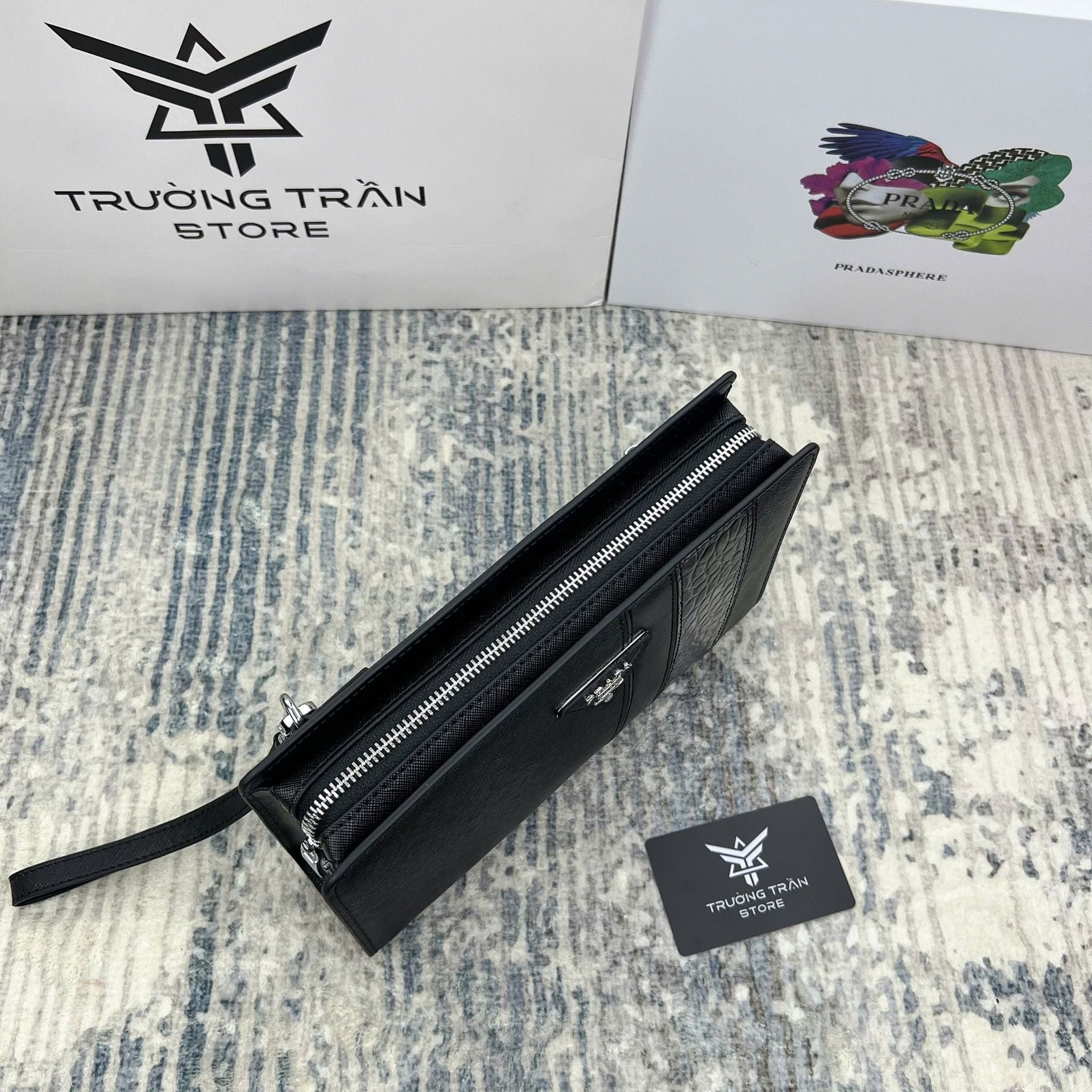 Clutch - Ví Khóa Vân Tay Prada - Nam - CLTT299