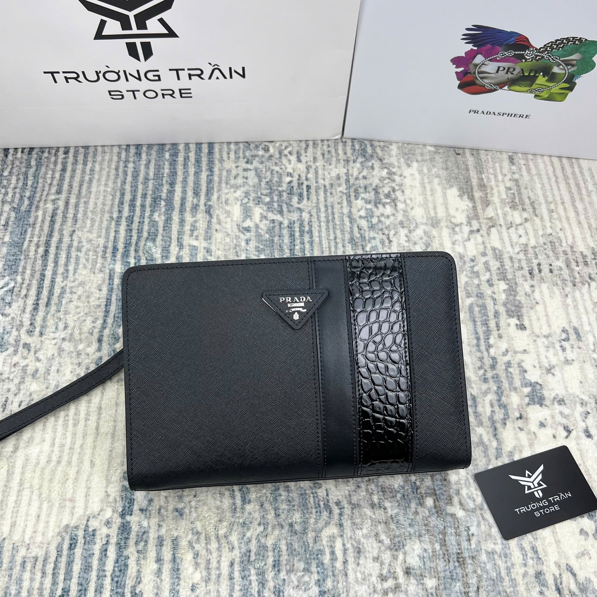 Clutch - Ví Khóa Vân Tay Prada - Nam - CLTT299