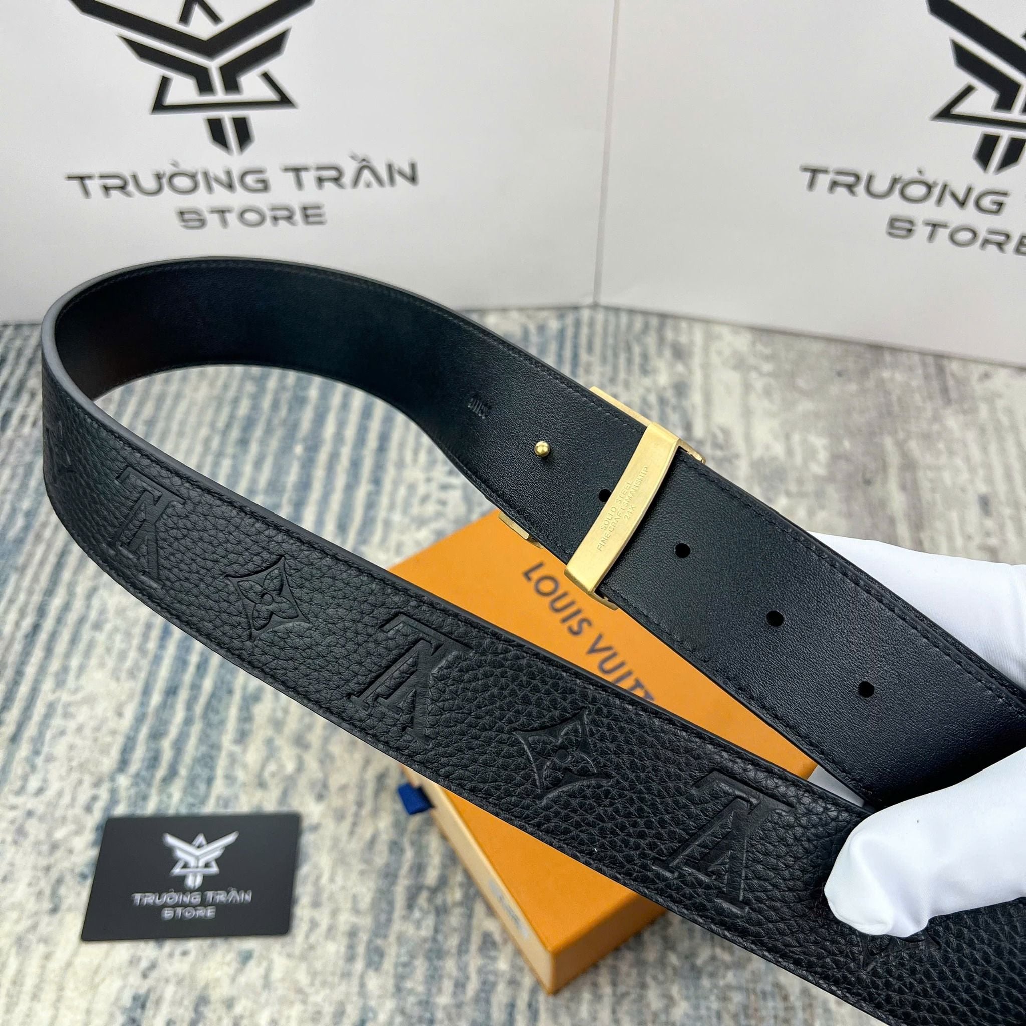 LV 25S BELT 40 MM IN BLACK MIX GREY CALFSKIN 593206