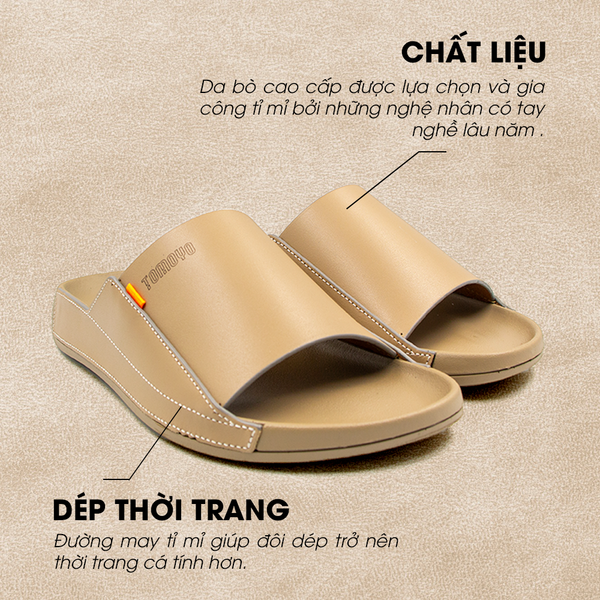  Dép Quai Ngang Nam Da Bò Nappa Cao Cấp Tomoyo TMD30909 