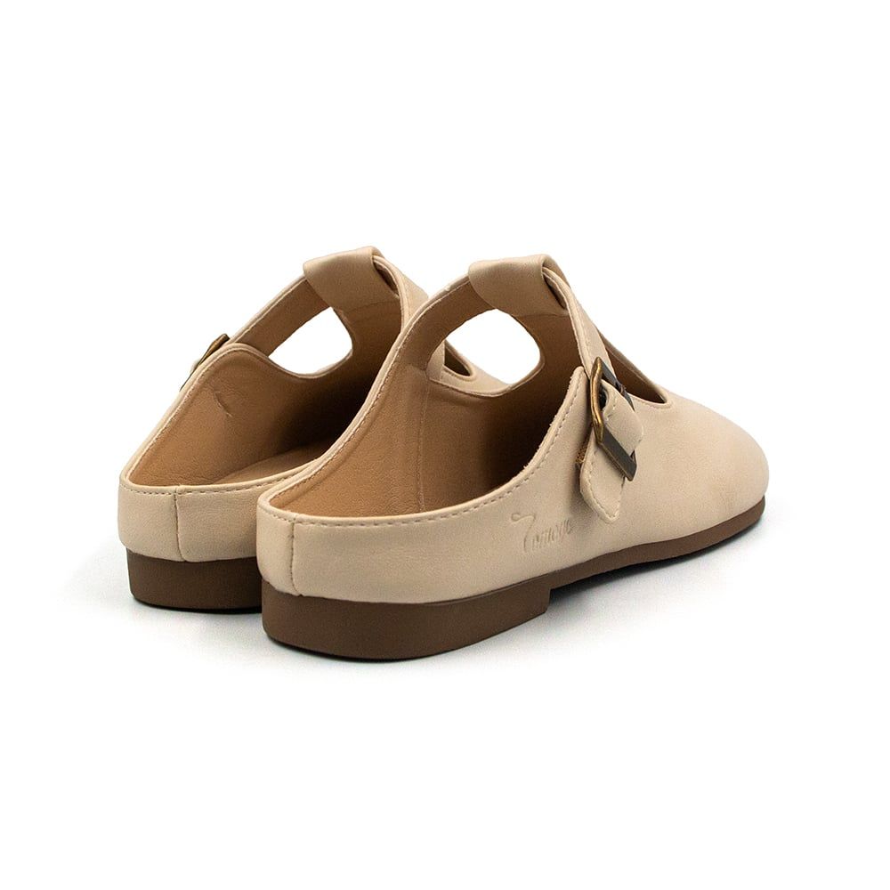  Giày Mule Nữ Quai Chữ T Da PU TOMOYO TMW33209 - Kem 