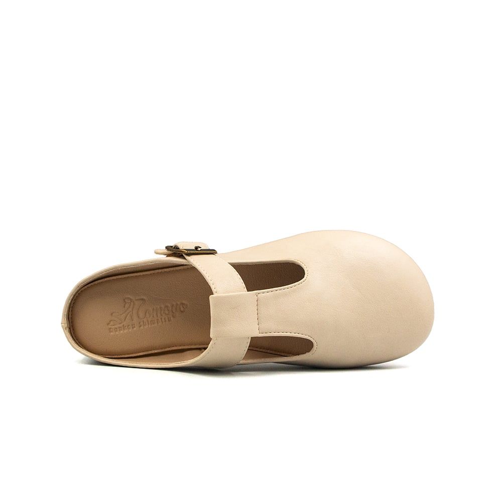  Giày Mule Nữ Quai Chữ T Da PU TOMOYO TMW33209 - Kem 