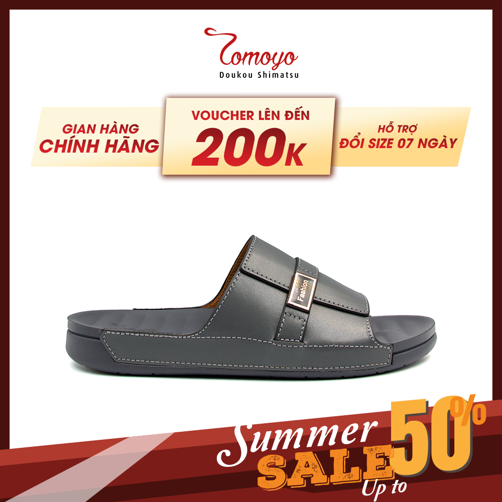  Dép Quai Ngang Nam Da Bò Nappa Cao Cấp Tomoyo TMD30504 