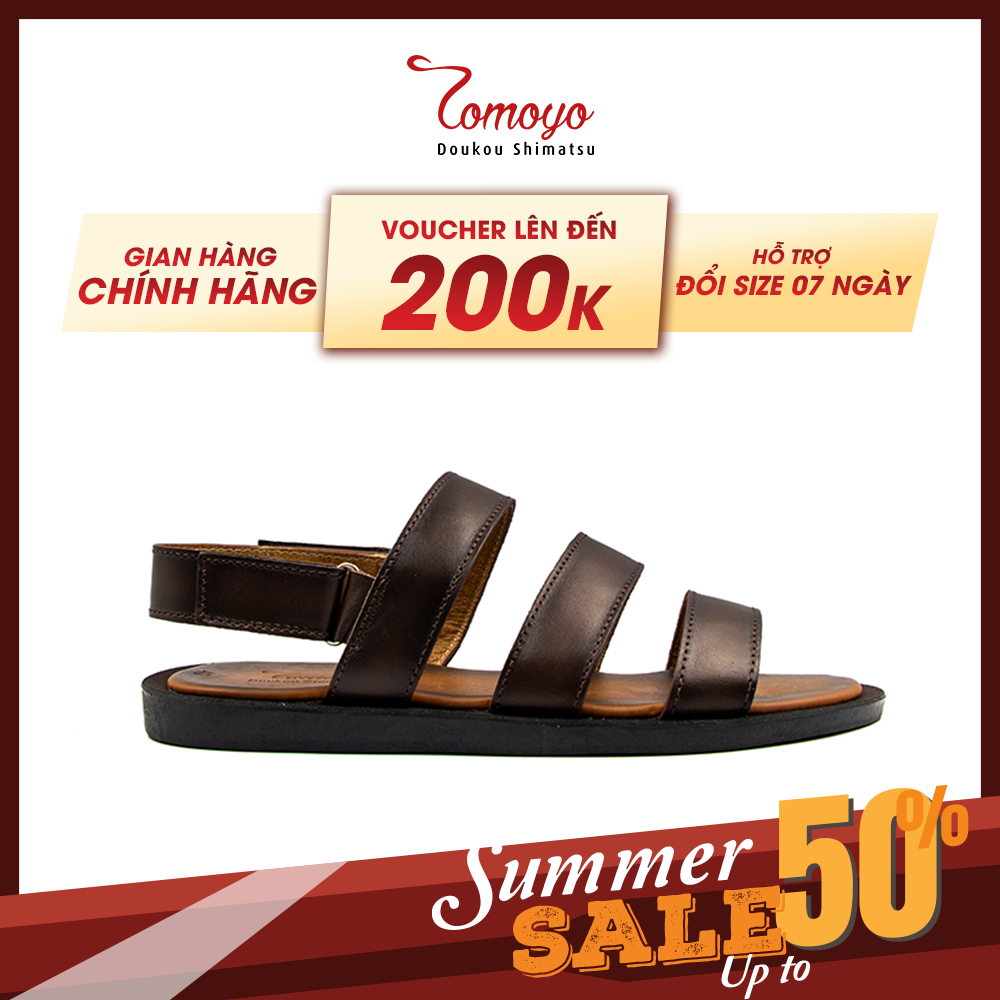  Dép Sandal Nam Da Bò Quai Ngang Cao Cấp Tomoyo TMS10502 