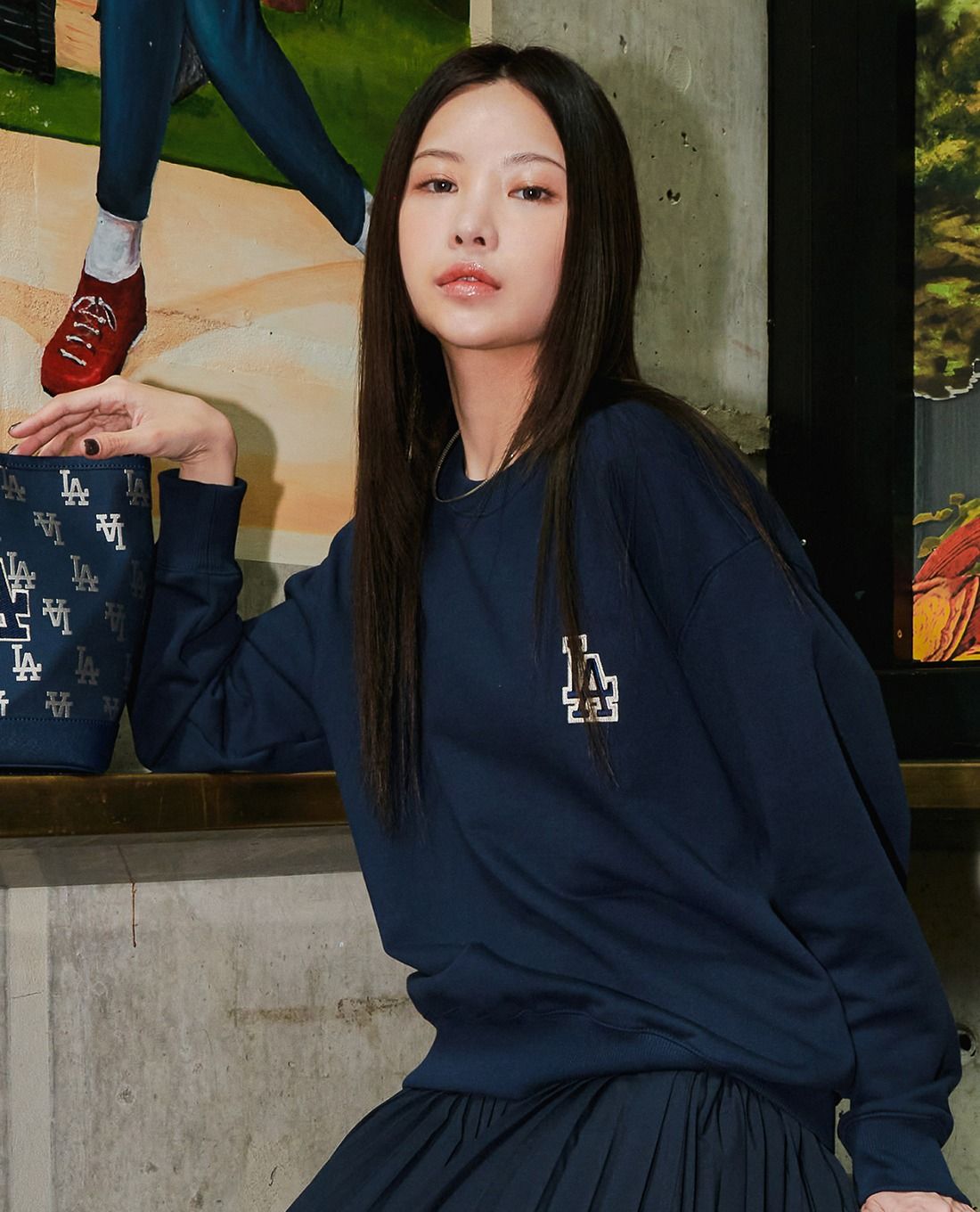  1660 - HÀNG CHÍNH HÃNG - ÁO SWEATER MLB MONOGRAM BIG LUX NY YANKEES - NAVY - CODE: 3AMTM0234-07NYD 