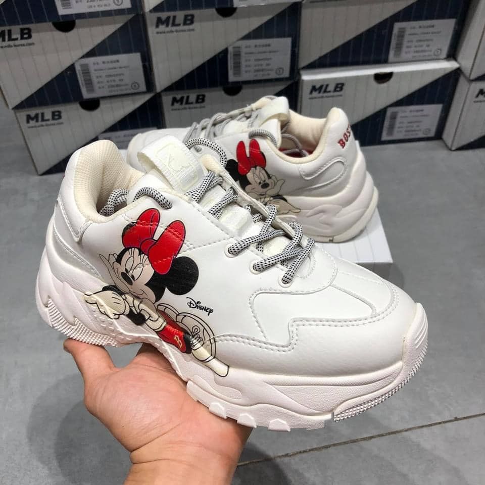  0113 - HÀNG CHÍNH HÃNG - GIÀY SNEAKER MLB CHUNKY MICKEY NẰM - MINNIE IVORY - *MICKEY LOGO* - 2021** - Code: 32SHCF011-43I 