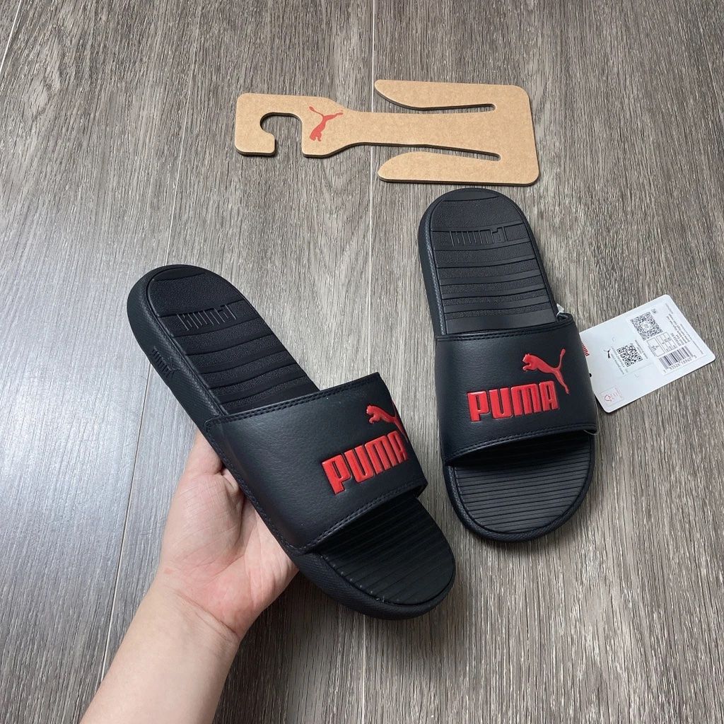  0419 - HÀNG CHÍNH HÃNG - DÉP PUMA COOL CAT ĐEN ĐỎ - *BLACK/RED LOGO* - Code: 371023 02 