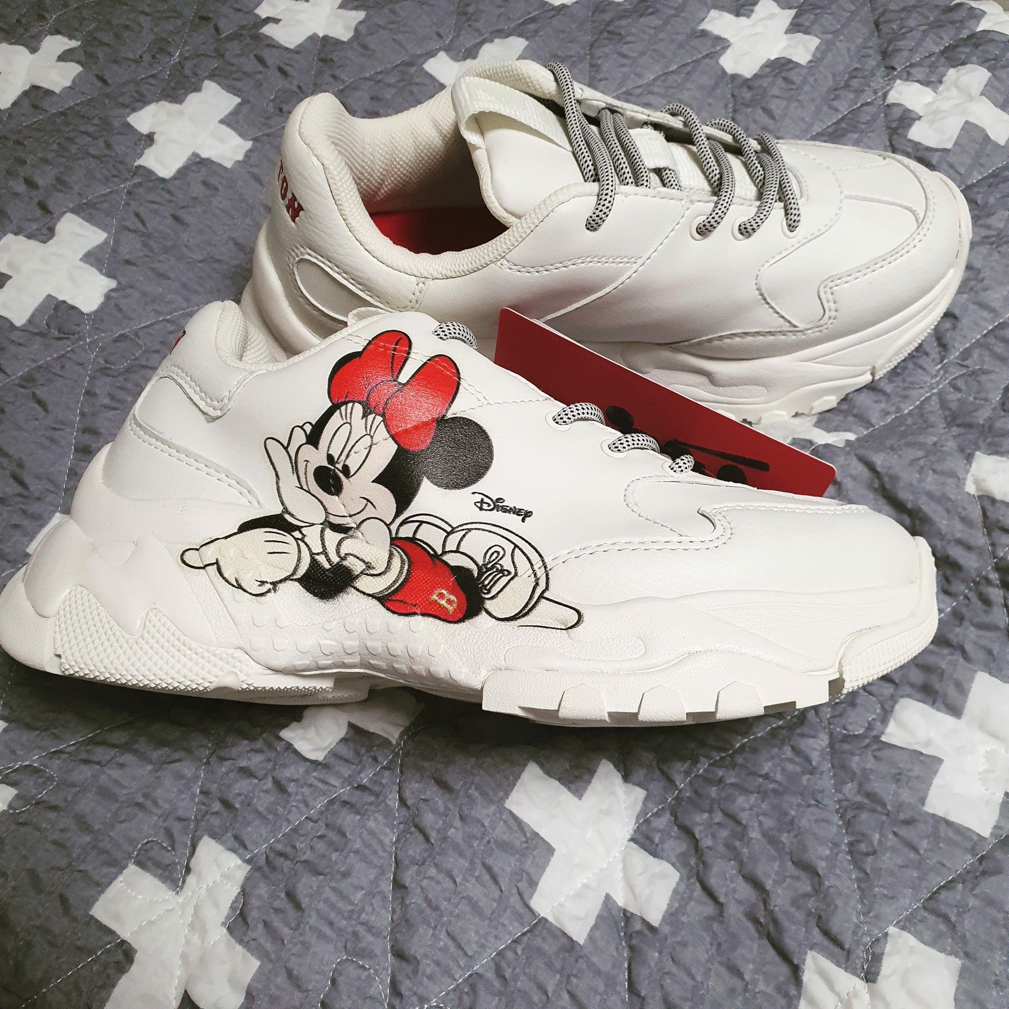  0161 - HÀNG CHÍNH HÃNG - GIÀY SNEAKER MLB CHUNKY MICKEY NẰM - MINNIE IVORY - *MICKEY LOGO* - 2021** - Code: 32SHCF011-43I 