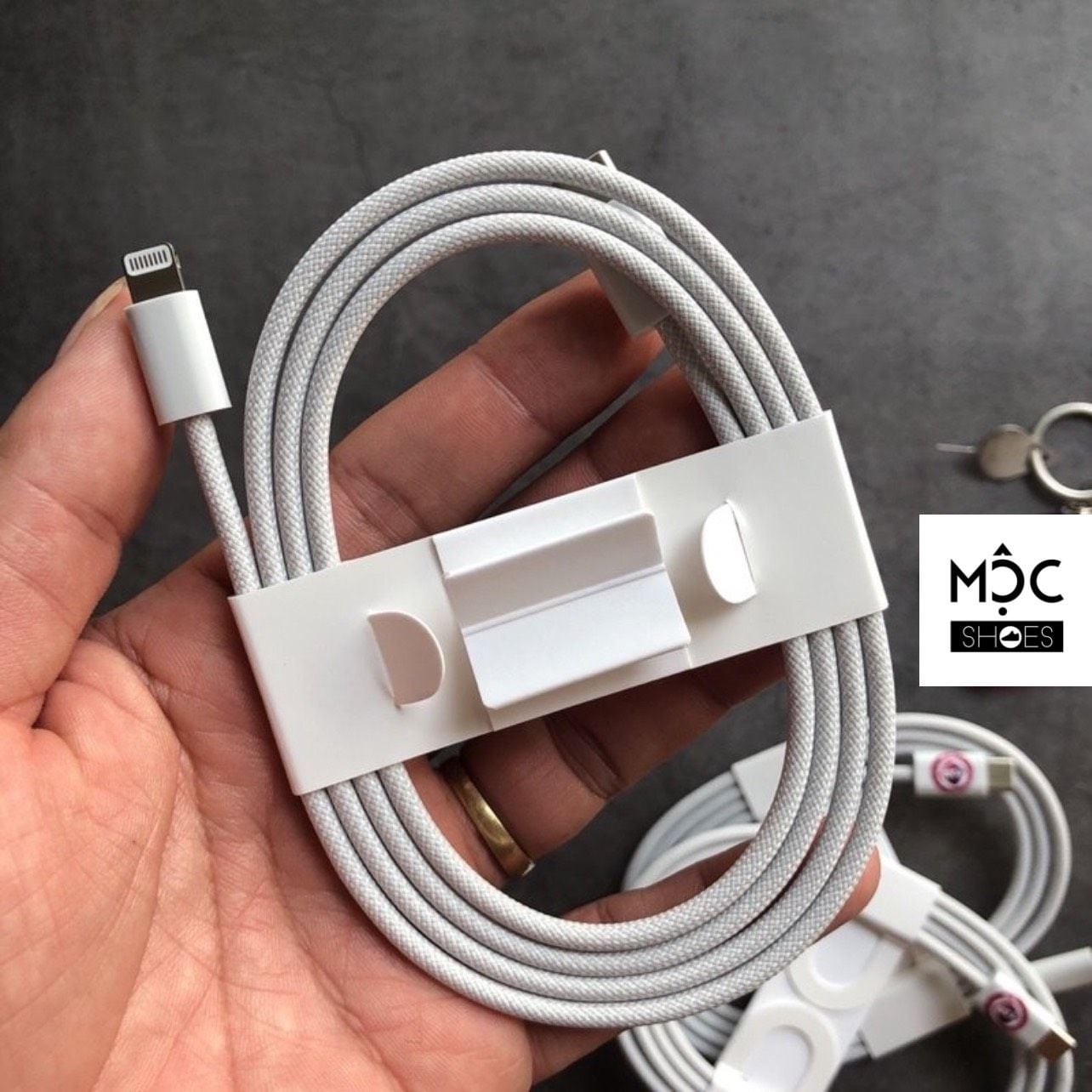  0230 - *HÀNG CHÍNH HÃNG* Dây Sạc Bọc Dù Apple Trắng - TypeC to Lightning - Auth 
