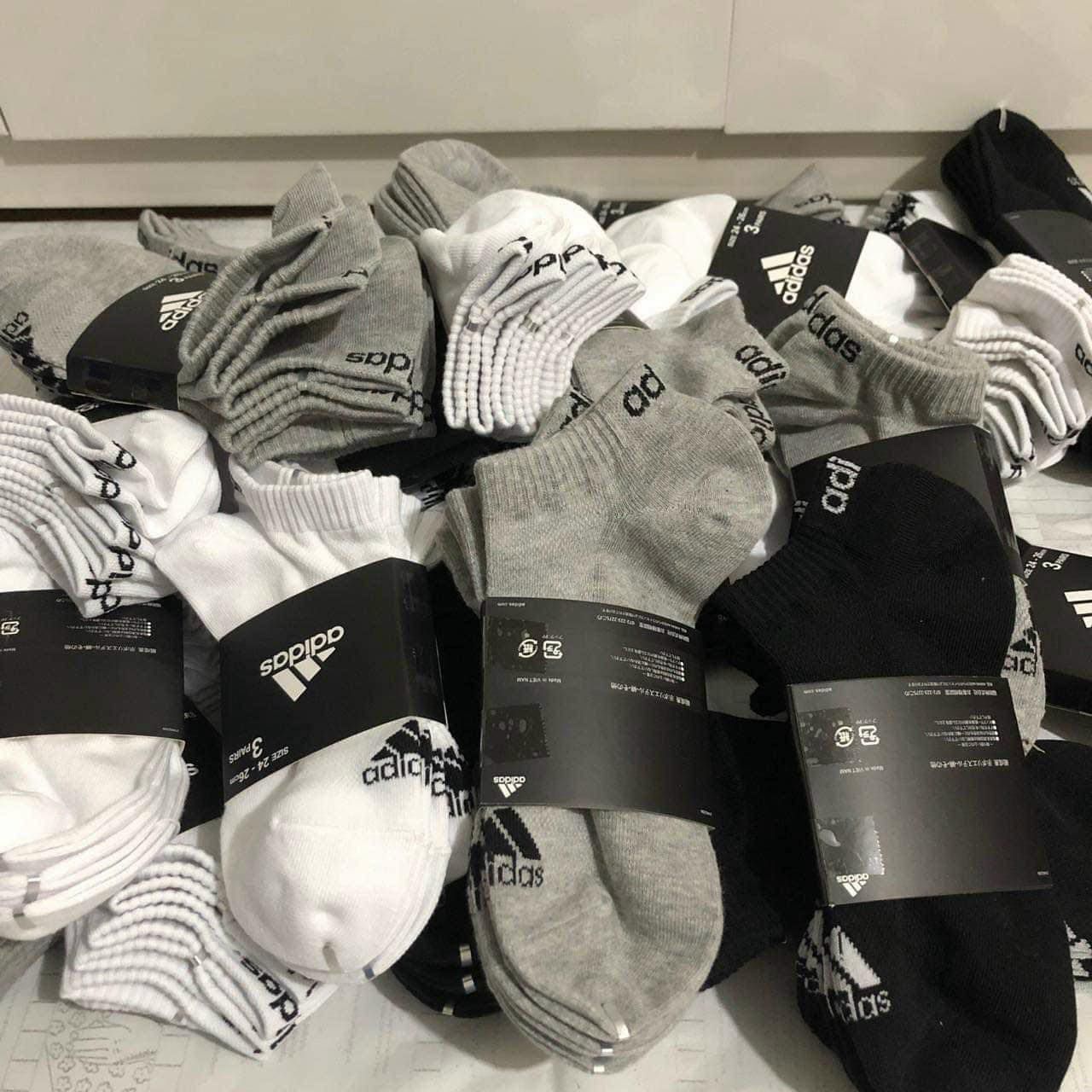  0409 - HÀNG CHÍNH HÃNG - VỚ ADIDAS - CỔ THẤP -  *BLACK/WHITE* 