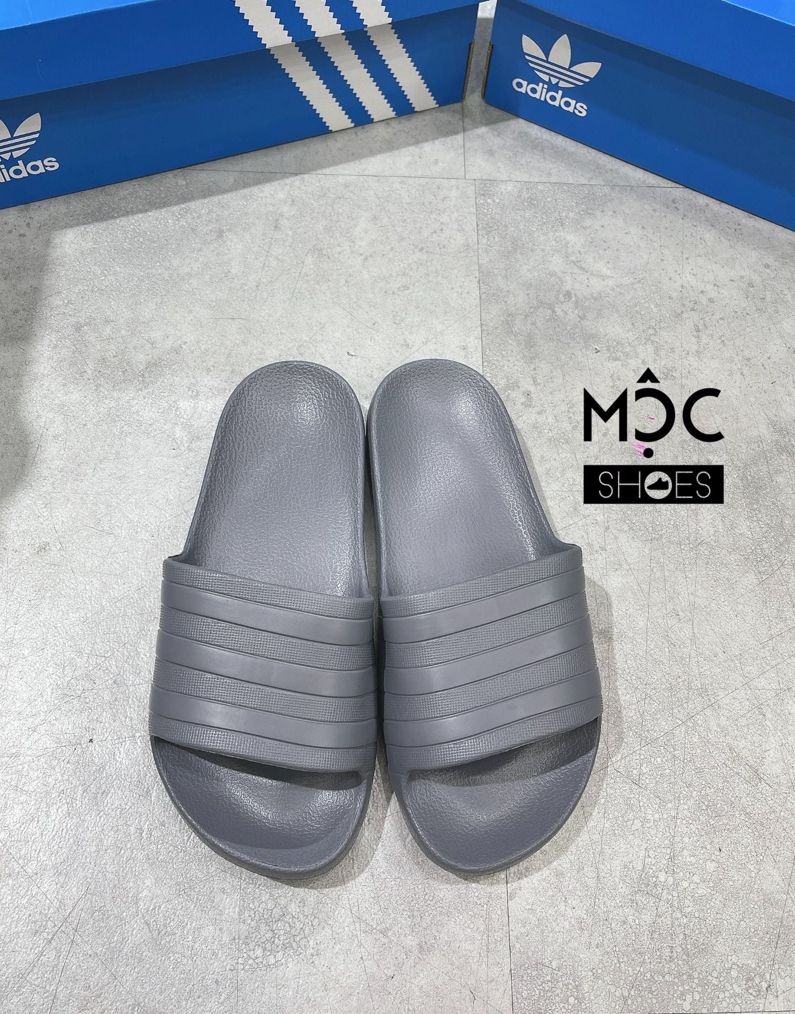  0222 - HÀNG CHÍNH HÃNG - DÉP ADILETTE AQUA SLIDE - XÁM - *FULL GREY* - 2022** 