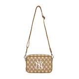 0430 - HÀNG CHÍNH HÃNG - TÚI MLB ĐEO CHÉO Monogram (Mini) Cross Bag New York Yankees *Beige* - Code: 32BGDM111-50B 