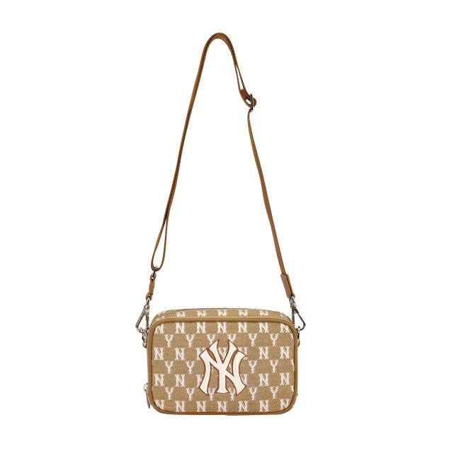  0430 - HÀNG CHÍNH HÃNG - TÚI MLB ĐEO CHÉO Monogram (Mini) Cross Bag New York Yankees *Beige* - Code: 32BGDM111-50B 