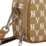  0430 - HÀNG CHÍNH HÃNG - TÚI MLB ĐEO CHÉO Monogram (Mini) Cross Bag New York Yankees *Beige* - Code: 32BGDM111-50B 