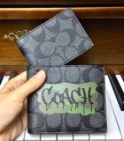  1773 - HÀNG CHÍNH HÃNG - Ví Coach Ngắn *Đen* Hoạ Tiết Logo GraffitiCoach Xanh Green 850K *2024 