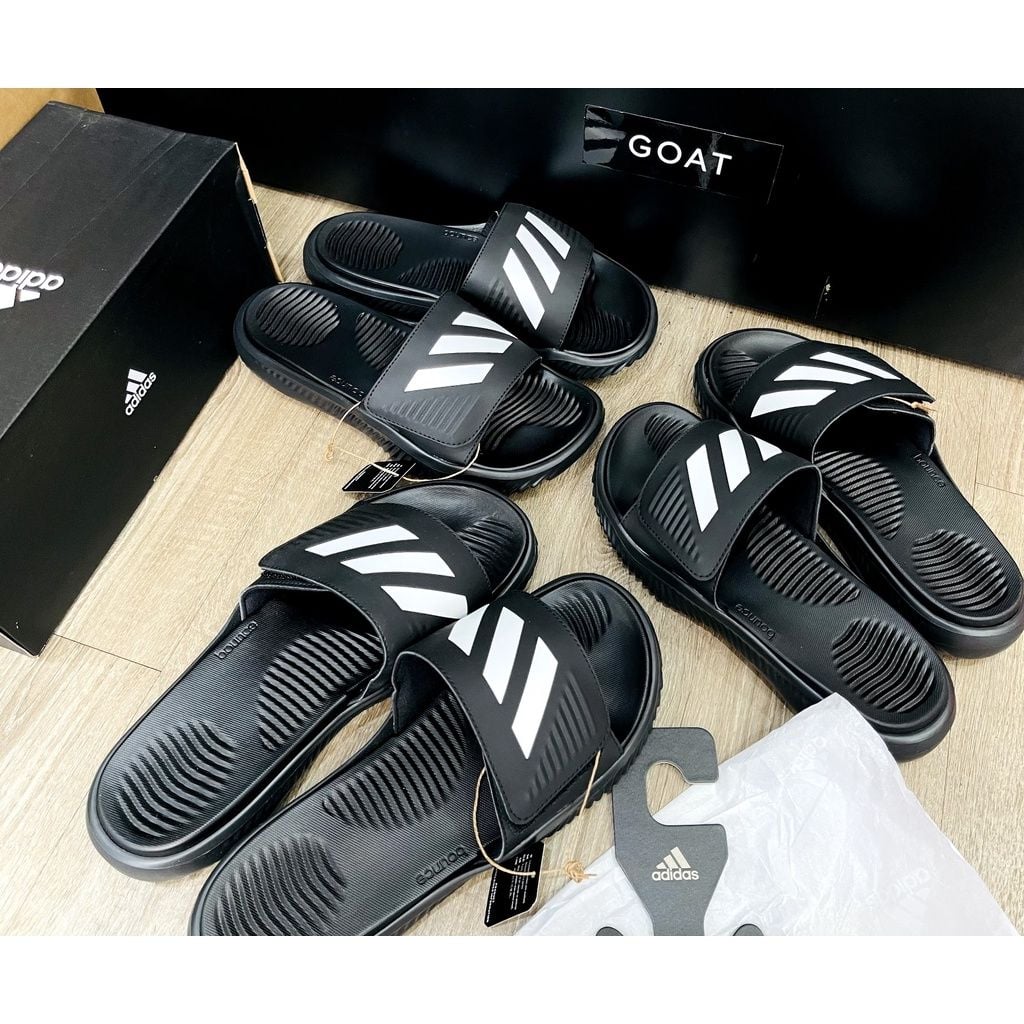  0452 - HÀNG CHÍNH HÃNG - DÉP ADIDAS ALPHABOUCE SLIDE - Đen SỌC TRẮNG - *SỌC TRẮNG* - Code: FZ0387 