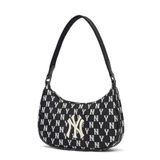  0434 - HÀNG CHÍNH HÃNG - TÚI MLB MONOGRAM HOBO BAG NEW YORK - ĐEN - CODE: 3ABQS012N-50BKS 