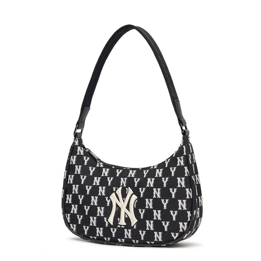  0398 - HÀNG CHÍNH HÃNG - TÚI MLB MONOGRAM HOBO BAG NEW YORK - ĐEN - CODE: 3ABQS012N-50BKS 