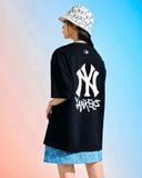  2695 - HÀNG CHÍNH HÃNG - ÁO THUN MLB - BIG LOGO NY - ĐEN 