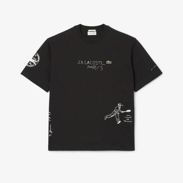  2705 - HÀNG CHÍNH HÃNG - ÁO THUN LACOSTE - LOGO THÊU - ĐEN - CODE: TH1432 10 031 