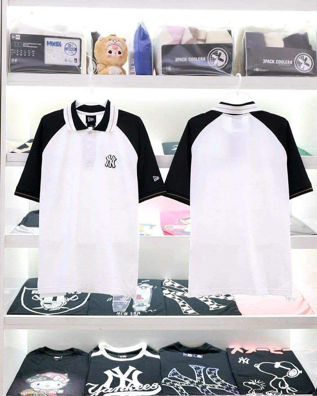  2710 - HÀNG CHÍNH HÃNG - ÁO THUN POLO NEW ERA - NY TAY ĐEN - TRẮNG - CODE: 14852232 