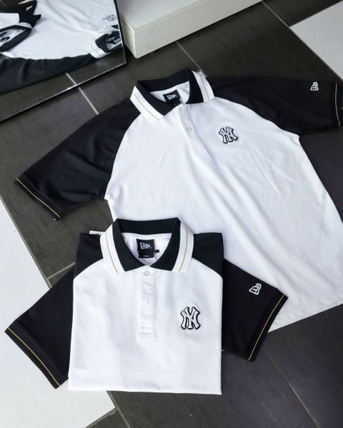  2710 - HÀNG CHÍNH HÃNG - ÁO THUN POLO NEW ERA - NY TAY ĐEN - TRẮNG - CODE: 14852232 