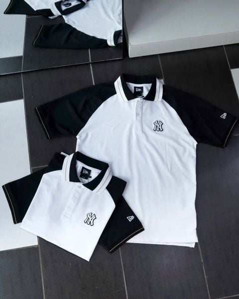  2710 - HÀNG CHÍNH HÃNG - ÁO THUN POLO NEW ERA - NY TAY ĐEN - TRẮNG - CODE: 14852232 